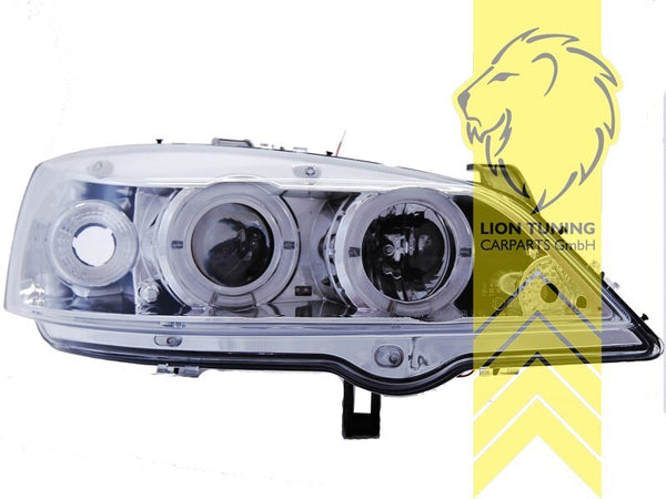 LT Pair LED DRL Halo Ring Headlights Opel Vauxhall Astra G Chrome 98-05 LHD