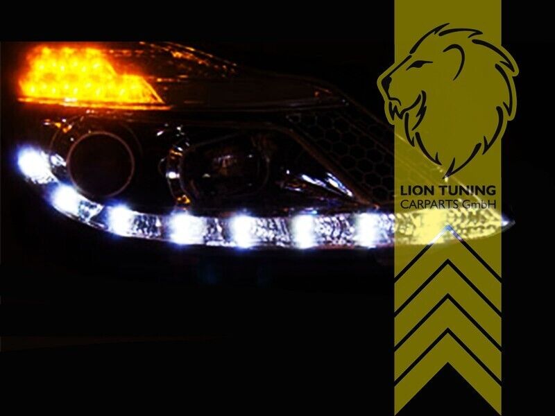 LT LED DRL Lightbar Halo Headlights Opel Vauxhall Corsa D 06-10 Black LHD