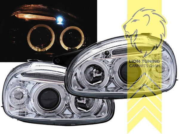 LT Pair LED DRL Angel Eye Headlights Opel Corsa B Combo B 71 93-01 chrome LHD
