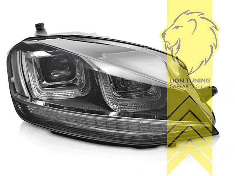 LT Pair LED DRL Lightbar Headlights VW Golf 7 Limo Variant black chrome LHD