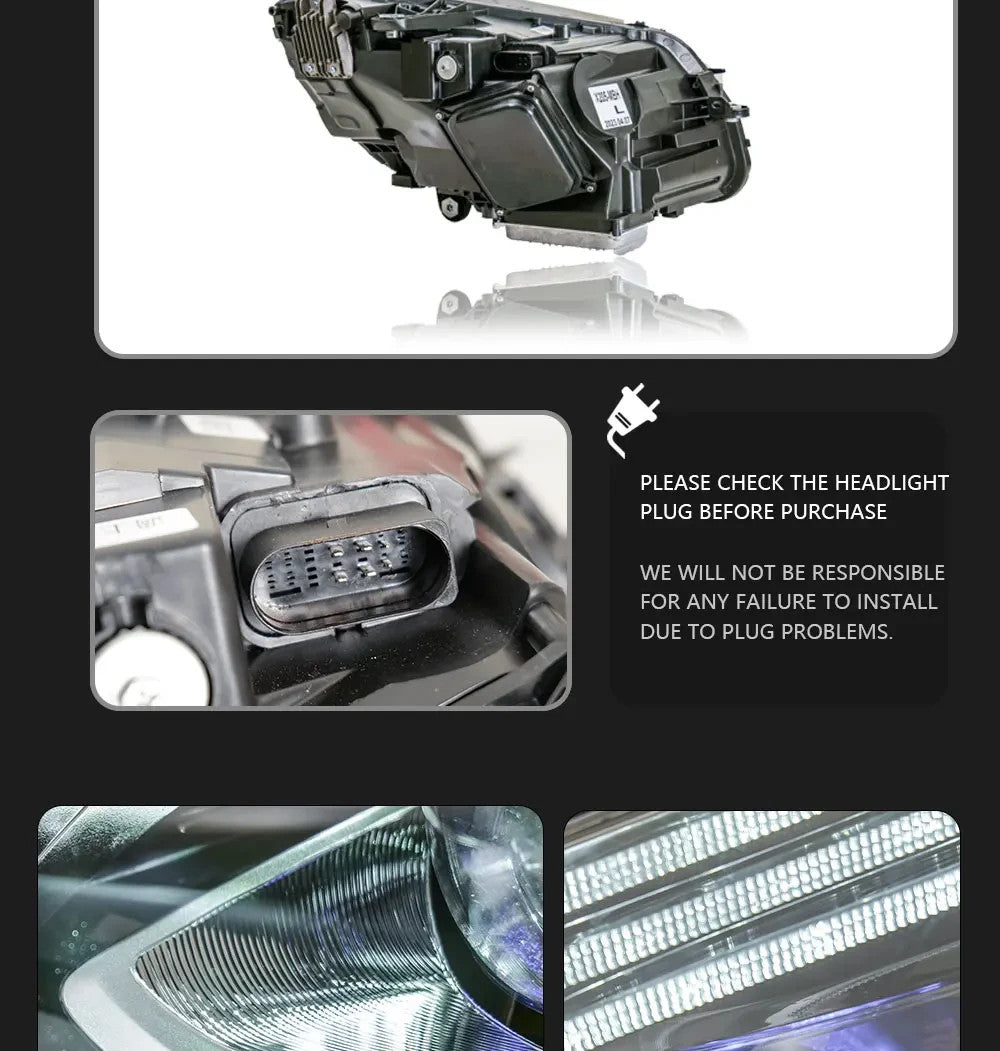 TYPY Pair Benz C-Class W205 15-21 LED DRL Lightbar Headlights LHD