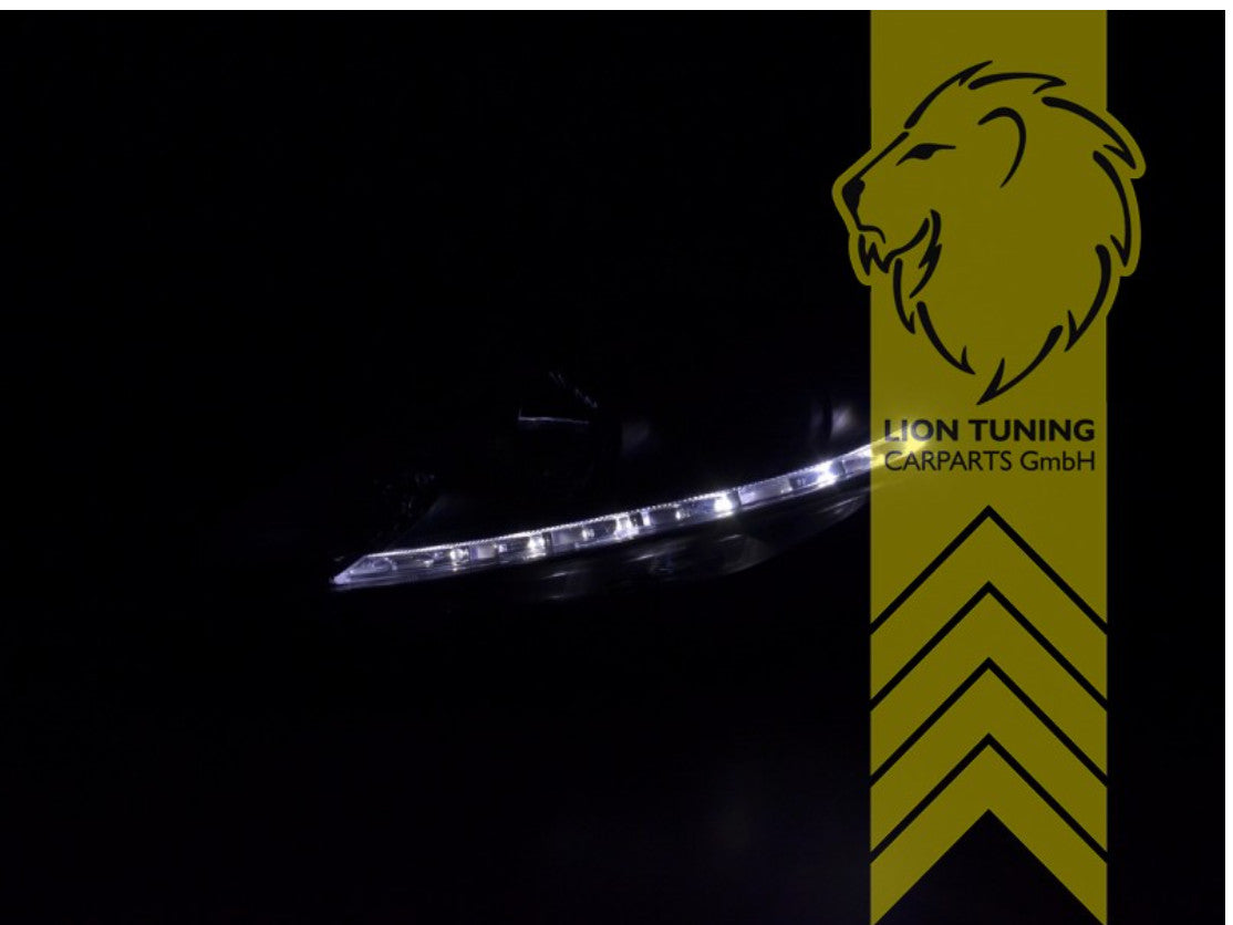 UK LT Pair LED DRL Lightbar Headlights Ford Fiesta 7 TFL Optics 08-12 Black LHD