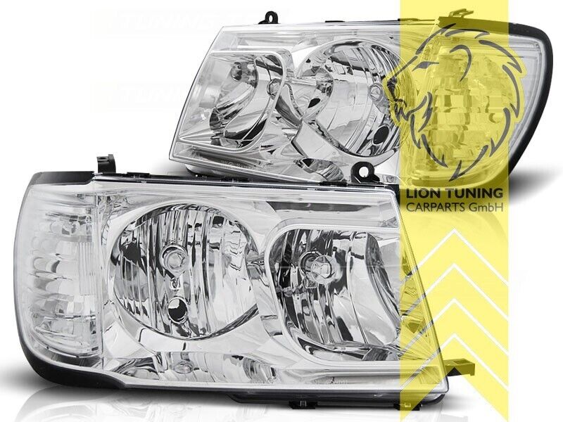 LT Pair Halogen Headlights Toyota Land Cruiser FJ100 J10 04-08 Chrome H7 LHD