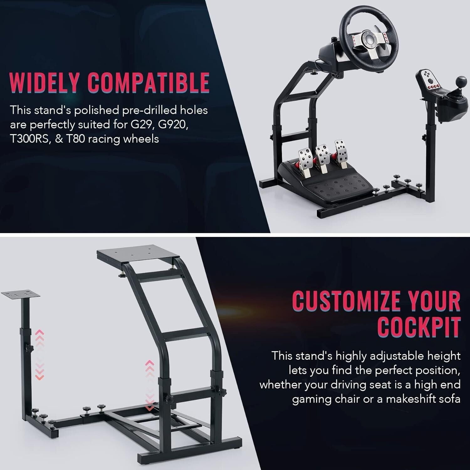 CZ Driving Game Sim Racing Frame Stand for Wheel Pedals Xbox PS PC Console