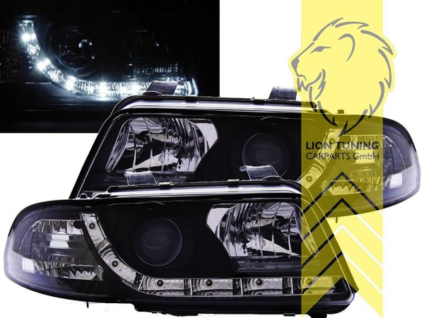 LT Pair LED DRL Lightbar Headlights Audi A4 B5 94-98 Sedan Avant black LHD