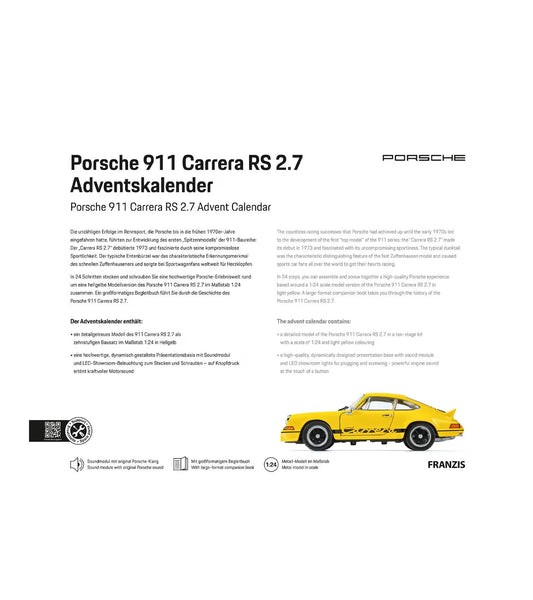 FRANZIS Porsche 911 Carrera RS 2.7 Advent Calendar Collectable Desk Model Kit