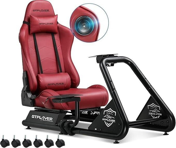 GTP Driving Game Sim Racing Frame Rig + Seat for Wheel Pedals Xbox PS PC