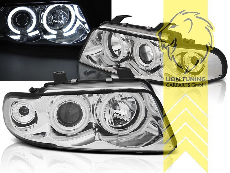 LT LED DRL Lightbar Halo Ring Headlights Audi A4 B5 8D Sedan Avant chrome LHD