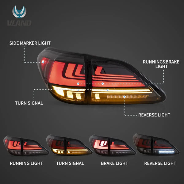 VLAND 08-14 Lexus RX Series 3 MK3 AL10 Japan Ed Rear LED Lamp Rear Lights LHD