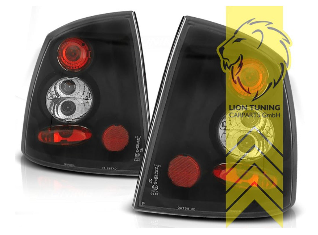 LT Pair Halogen Afterburner Rear lights Opel Astra G Hatchback black & red LHD