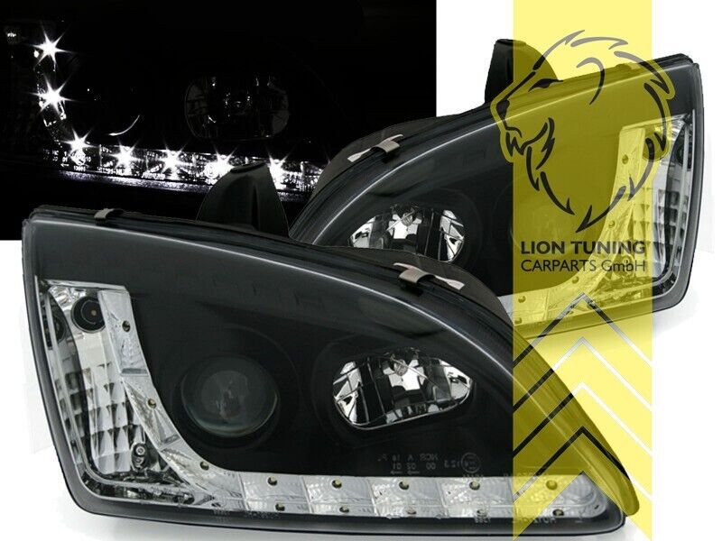 LT LED DRL Lightbar Projector Headlights Ford Focus 2 Hatchback SW Black LHD