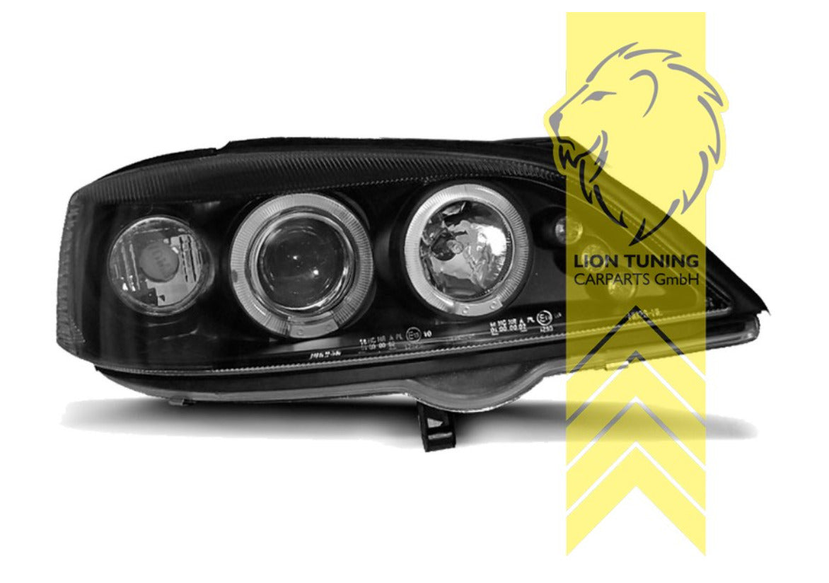 LT Set Opel Vauxhall Astra G 98-04 black LED DRL Lightbar Halo Headlights LHD