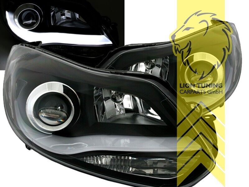 LT LED DRL Angel Eye Projector Headlights Ford Focus 3 MK3 H7 H1 11-14 Black LHD