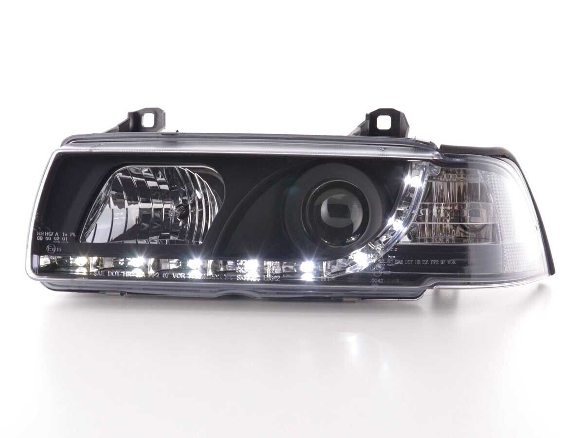 FK LED Headlights Angel Eyes Halo Ring BMW 3-series E36 Saloon 92-98 Black LHD