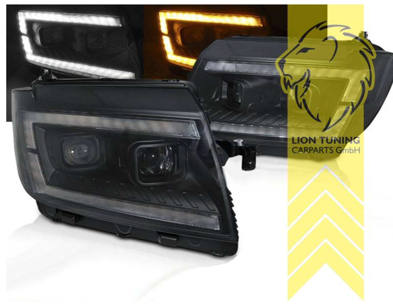 Lion-Tuning LED DRL Lightbar H7 Headlights VW Crafter 2 MK2 Bus SY BJ MAN TGE 17+ Black LHD