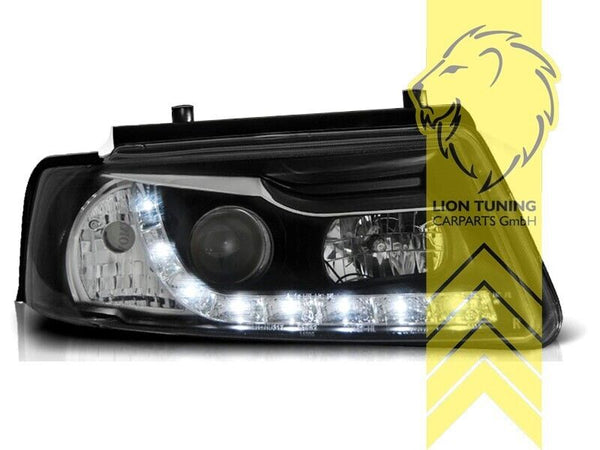 LT Pair LED DRL Lightbar Halo Headlights VW Passat B5 3B sedan variant black LHD