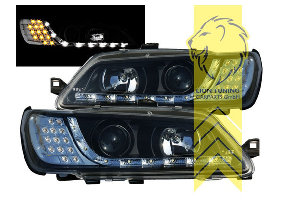 LT LED DRL Lightbar Halo Ring Headlights Peugeot 306 Cabrio Break black 93+ LHD