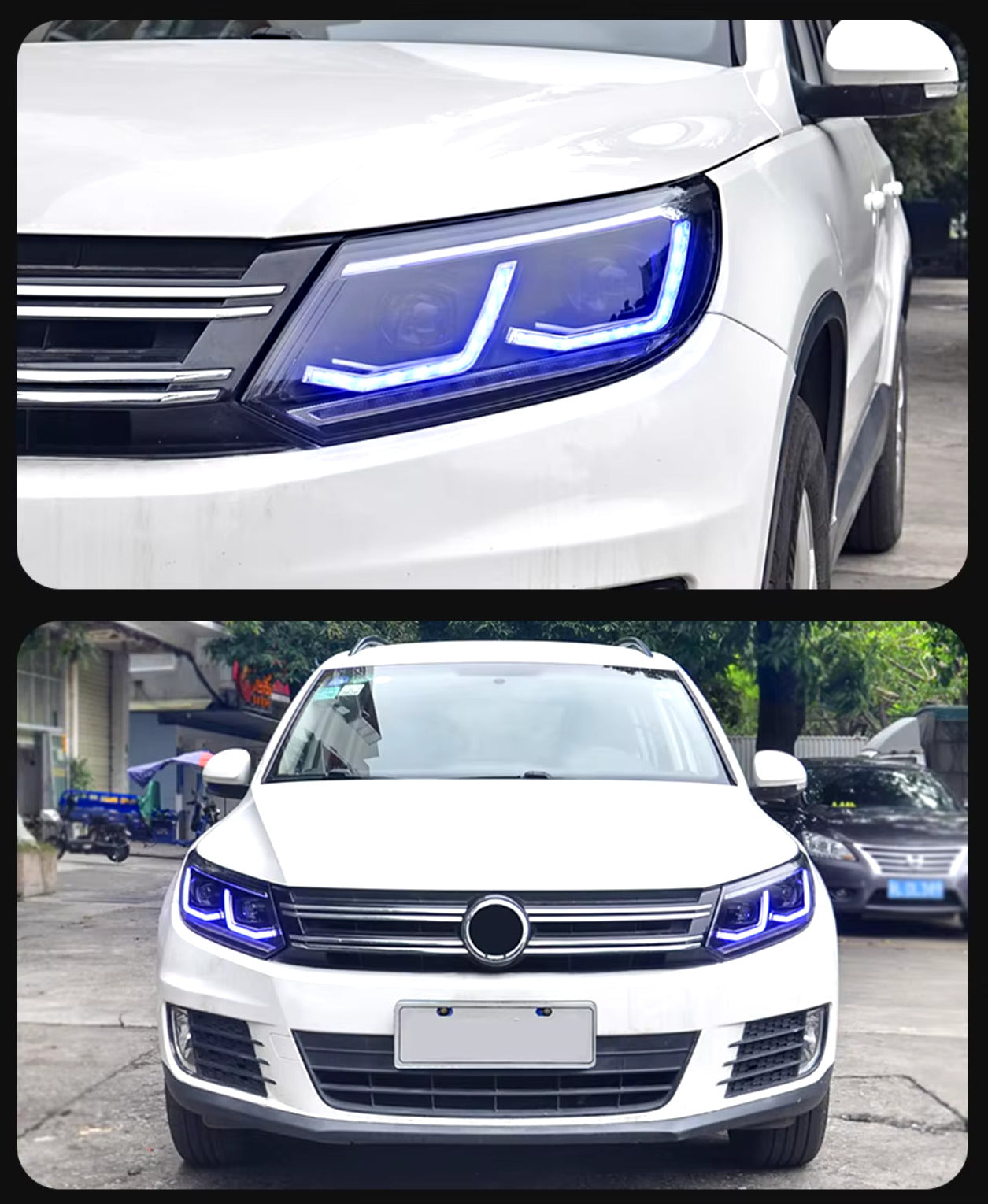 TYPY Pair Full LED DRL Lightbar Headlights VW Tiguan 2013-2016 RHD or LHD