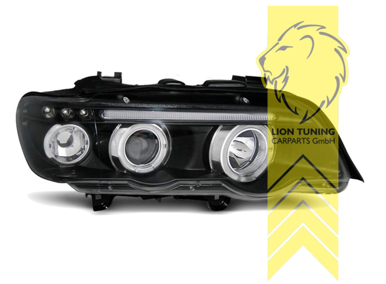 LT Pair Flagship LED DRL Halo Ring Eye Headlights BMW X5 E53 black LHD