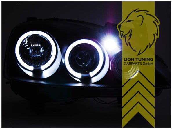 LT LED Angel Eye Halo Headlights Opel Vauxhall Corsa C Combo C black LHD