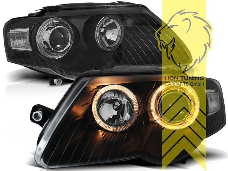 LT LED DRL Lightbar Halo Ring Eye Headlights VW Passat 3C Black B6 05-10 LHD