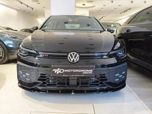 Motordrome Front Bumper Splitter  Golf Mk8 Facelift GTI GTE R-Line Black Gloss