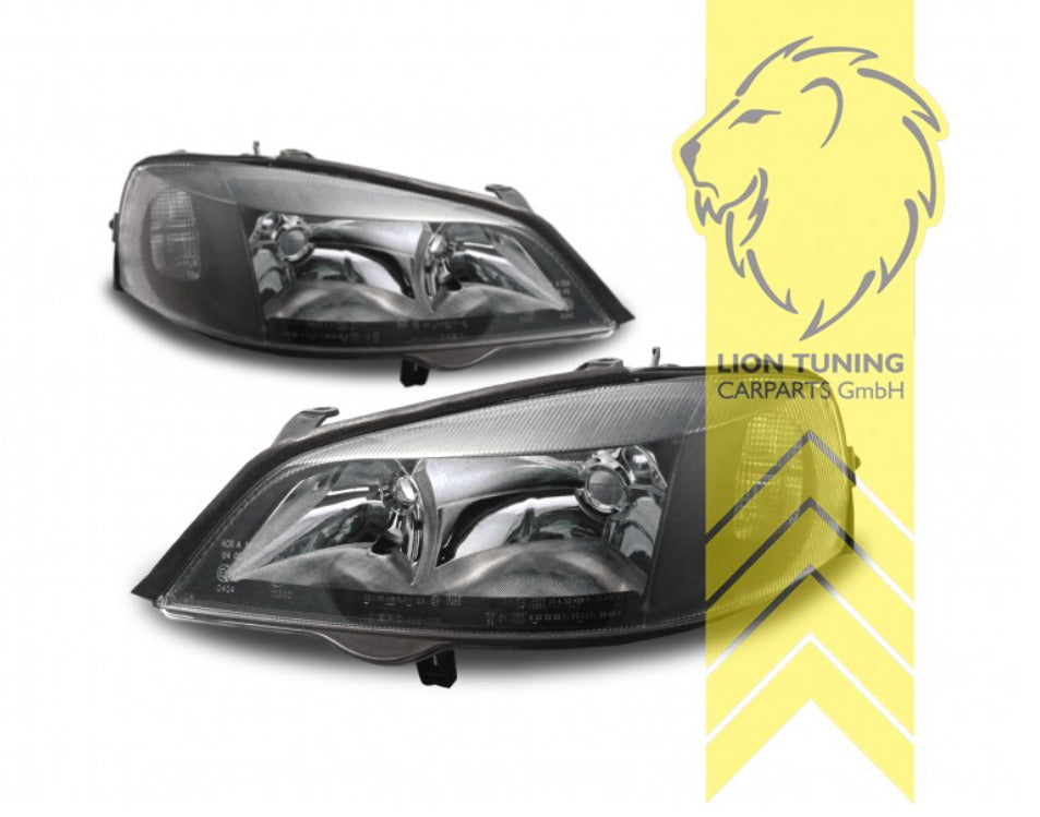 LT Pair Halogen Projector Headlights Astra G Black 98-05 H7 / HB3 LHD