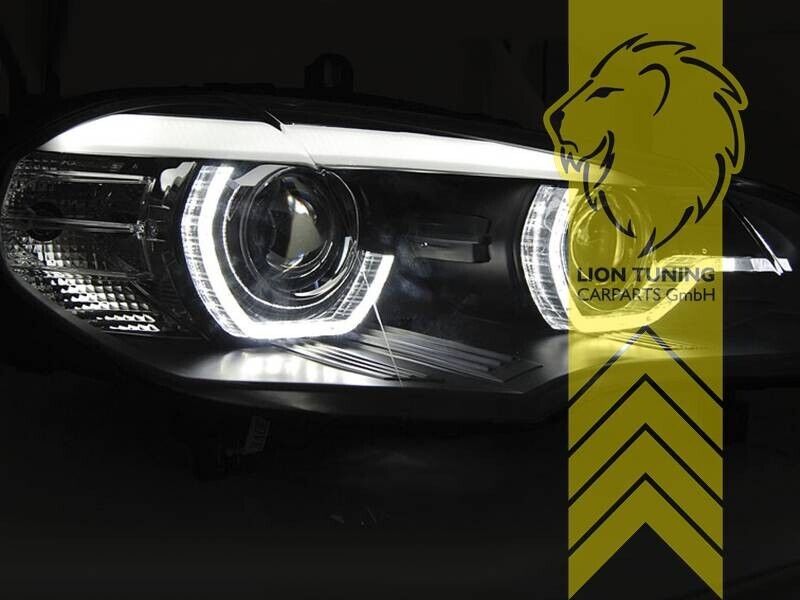 LT Pair LED DRL Halo XENON NOT AFS Headlights BMW X5 E70 07-10 Black LHD