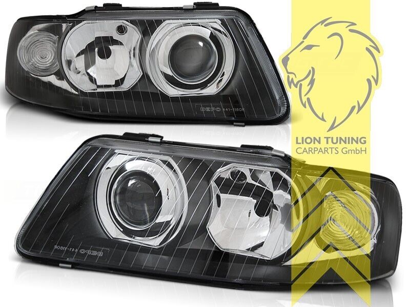 LT Pair Halogen Headlights Audi A3 8L H7 H1 96-03 Facelift black LHD