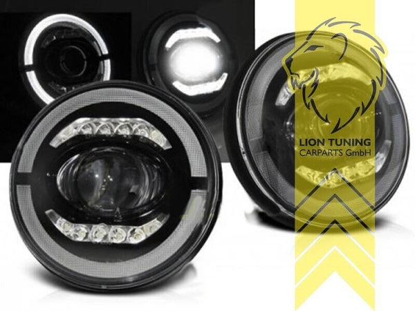 LT LED DRL Angel Eye Projector Headlights Jeep Wrangler TJ LJ JK 96-18 black LHD