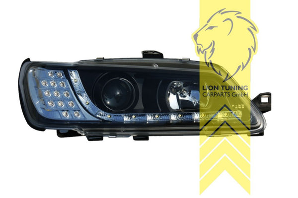 LT LED DRL Lightbar Halo Ring Headlights Peugeot 306 Cabrio Break black 93+ LHD