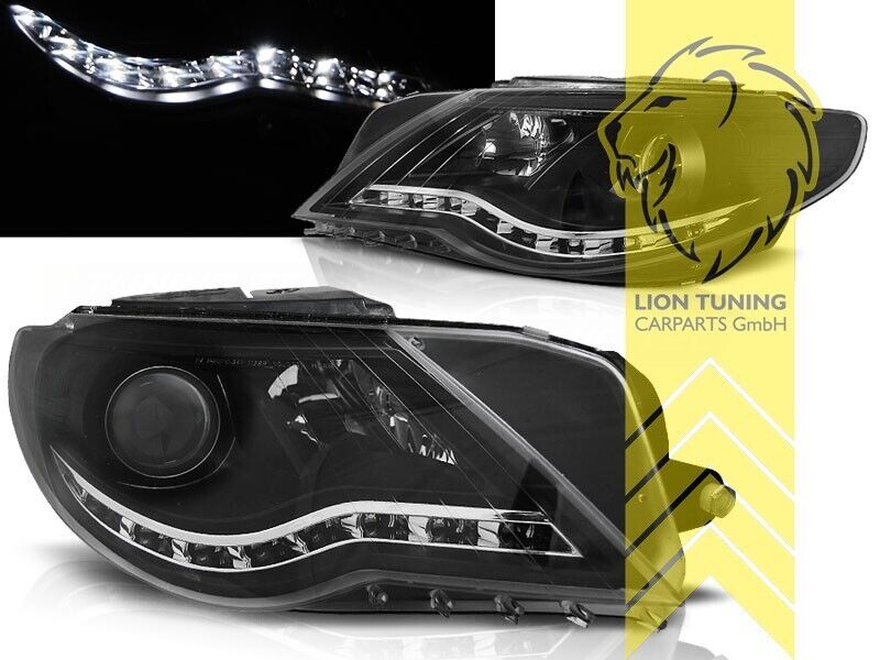 LT Pair LED DRL Halo Lightbar Headlights VW VW Passat CC 357 08-12 black LHD