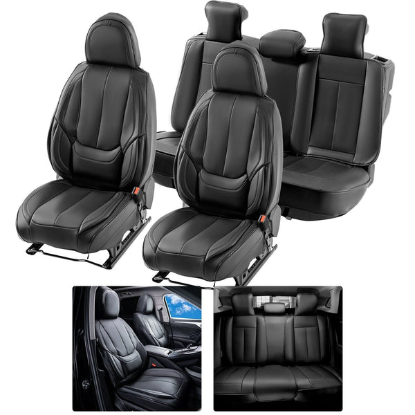 Universal Car Seat Covers Full Set Front and Rear Seats 13pc Faux Leather Airbag