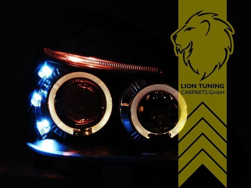 LT LED DRL Lightbar Halo Ring Headlights Renault Clio B 2 MK2 2 01-05 chrome LHD