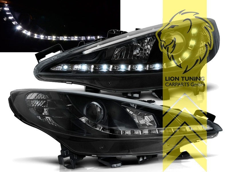 LT Pair LED DRL Lightbar Headlights Peugeot 207 207CC Cabrio Break black LHD