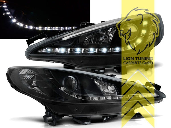 LT Pair LED DRL Lightbar Headlights Peugeot 207 207CC Cabrio Break black LHD