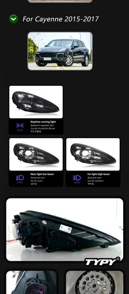 TYPY Pair 11-18 Porsche Cayenne 958 958.1 958.2 LED DRL Matrix Headlights +- AFS