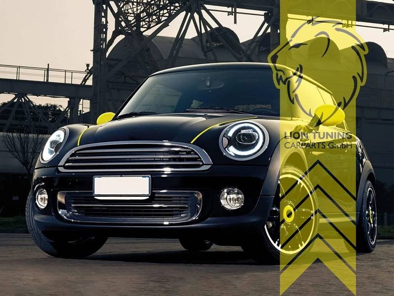 LT Pair LED DRL Halo Ring Headlights BMW Mini One R55 R56 R57 R58 R59 black LHD