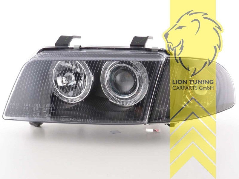 LT Pair LED DRL Halo Headlights Audi A4 B5 8D Sedan Avant 94-98 black LHD