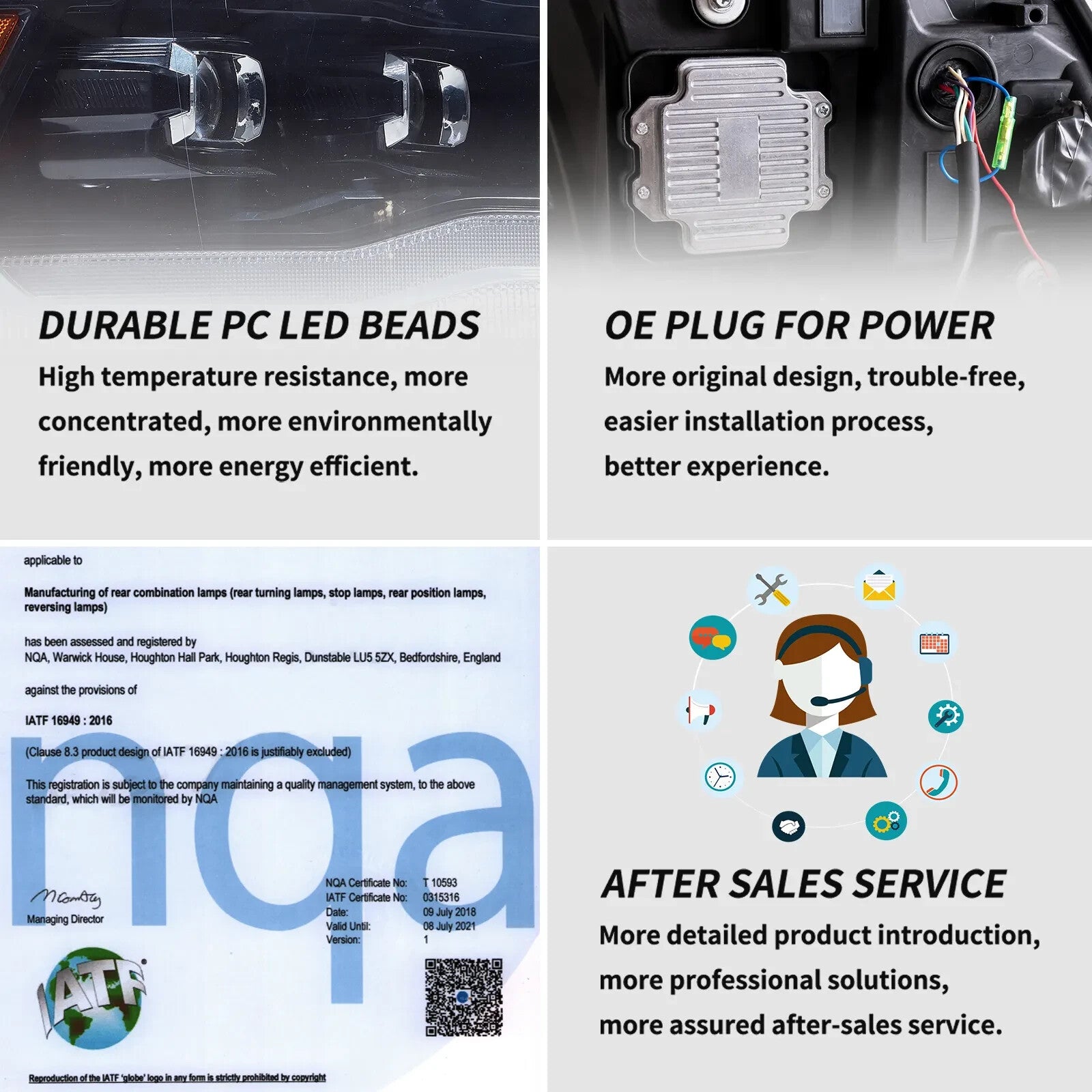 VLAND Pair 09-18 Dodge Ram 1500 2500 3500 LED DRL Halo Projector Headlights LHD