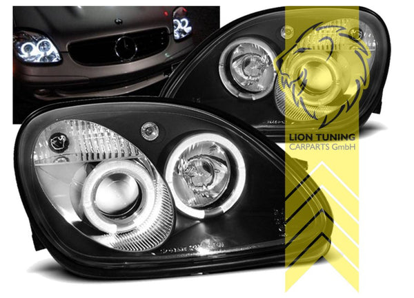 LT Pair LED DRL Dual Halo Ring Headlights Mercedes SLK R170 H1 black LHD