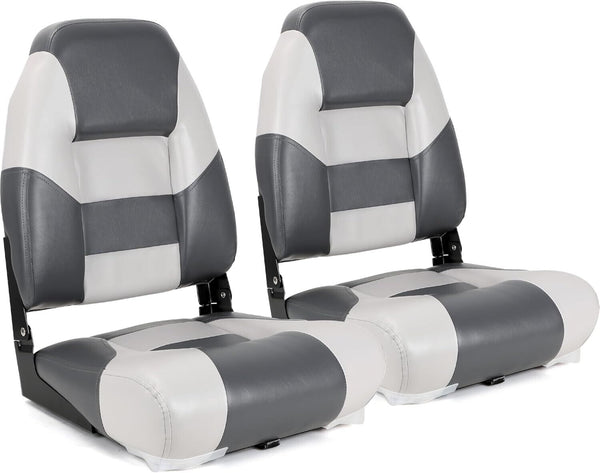 NC Folding Bucket Captain Seats Car Van Boat Motorhome Bucket Seats Charcoal & Grey