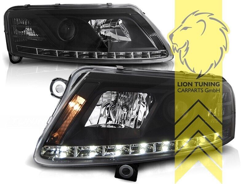 LT LED DRL Lightbar Headlights Audi A6 C6 4F 04-08 H1 Limo Avant black LHD