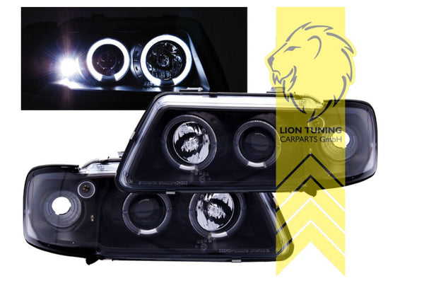 LT LED DRL Dual Angel Eye Halo Light Ring Headlights Audi A3 8L black 96-00 LHD