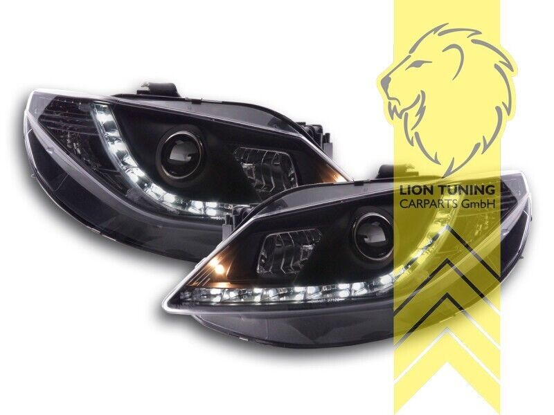 LT LED DRL Halo Lightbar Headlights Seat Ibiza 6J 6J5 08-12 Black LHD