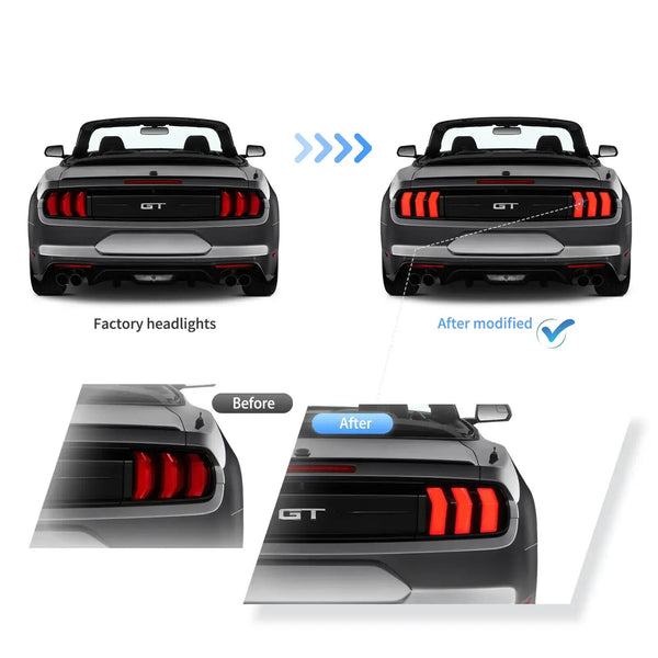 VLAND 15-23 Ford Mustang 6 MK6 S550 5 Mode Dynamic Lightbar LED DRL Rear Lights