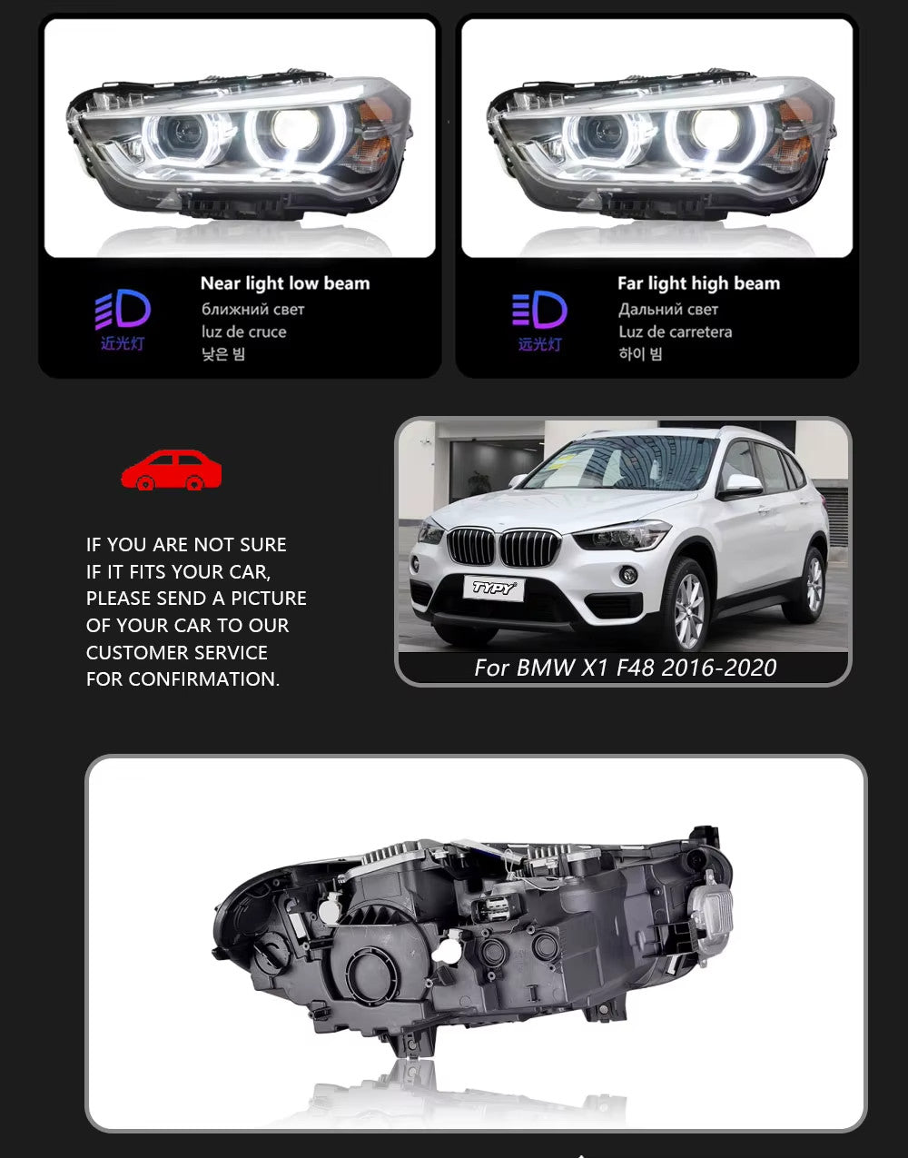 TYPY Pair BMW X1 F48 2016-2020 LED DRL Lightbar Dynamic Headlights LED