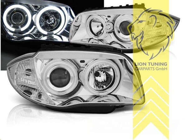 LT Pair LED DRL Halo Headlights BMW 1 Series E81 E82 E87 E88 03-12 chrome LHD