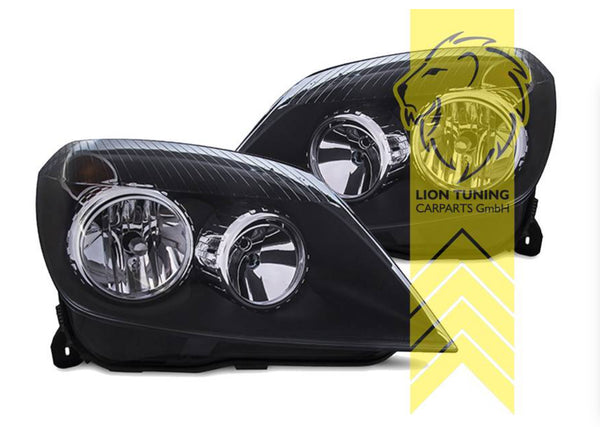 LT Set Halogen Opel Vauxhall Astra H Black Dual Halo Headlights L48 L35 L08 LHD