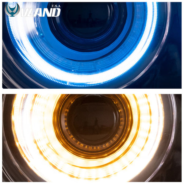 VLAND EU Pair Dodge Challenger 08-14 LED DRL RGB Colour Halo Headlights LHD